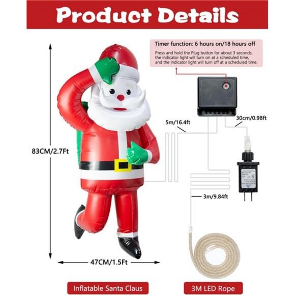 Christmas Inflatables Decorations Outdoor 9.8ft LED Xmas String Light - Picture 5 of 7